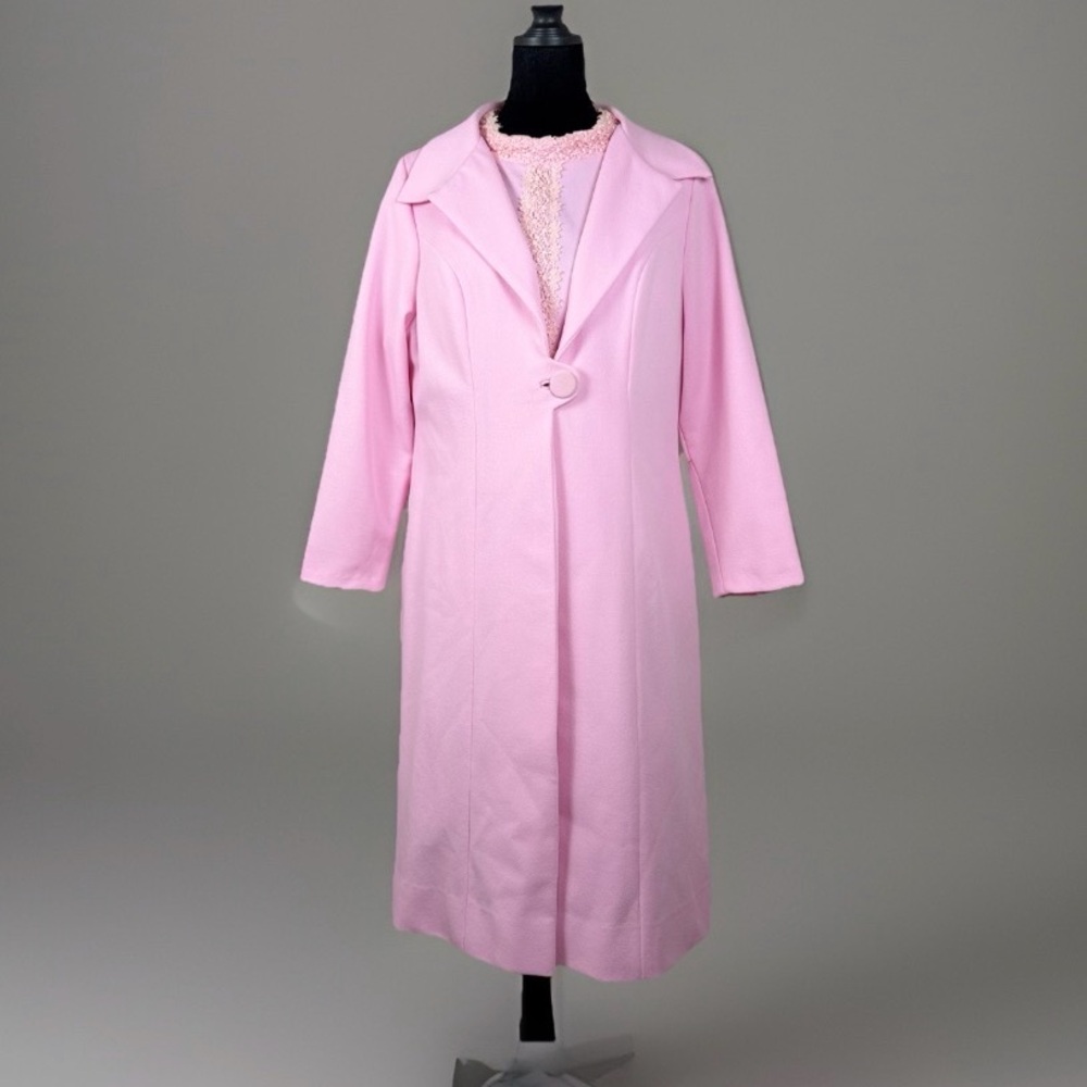 Vintage 1960s Alfred Werber Pink Coat Dress Set No Size Tag - Picture 7 of 16